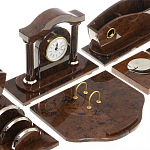 Настольный письменный набор с часами из природного камня обсидиана Competent Leader варинант исполнения - 4 | Loft Concept в Рязани