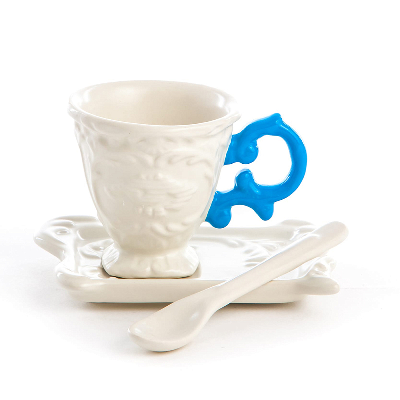 Кофейная пара Seletti I-Coffee Blue Белый Голубой Кофейная пара Seletti I-Coffee Blue Белый Голубой в Рязани | Loft Concept