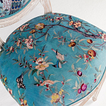 Барный стул из массива бука с изображением птиц и цветов Turquoise Beige Chinoiserie Garden Chair варинант исполнения - 2 | Loft Concept в Рязани