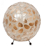 Настольная лампа из перламутра на металлическом каркасе Indonesian Circle варинант исполнения - 1 | Loft Concept в Рязани