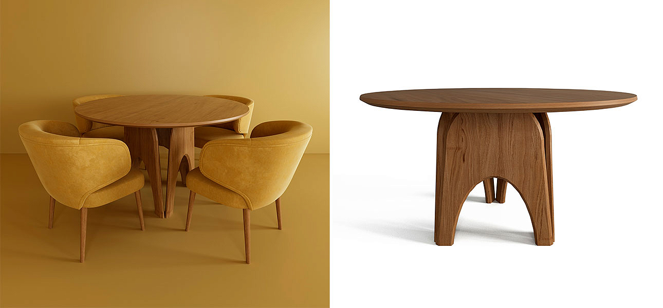 Обеденный круглый стол из дерева Pelican Dinner Table Обеденный круглый стол из дерева Pelican Dinner Table - Loft-Concept в Рязани