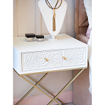 Приставной столик с выдвижным ящиком  White Table Carved Pattern варинант исполнения - 7 | Loft Concept в Рязани