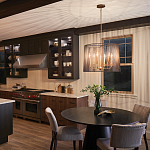 Люстра цвета латунь с 6-ю лампами свечами внутри цилиндрического абажура из черных металлических реек Kichler варинант исполнения - 7 | Loft Concept в Рязани