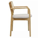 Стул обеденный с мягким сиденьем и спинкой из плетеного ротанга Wood and Textile Chair варинант исполнения - 2 | Loft Concept в Рязани