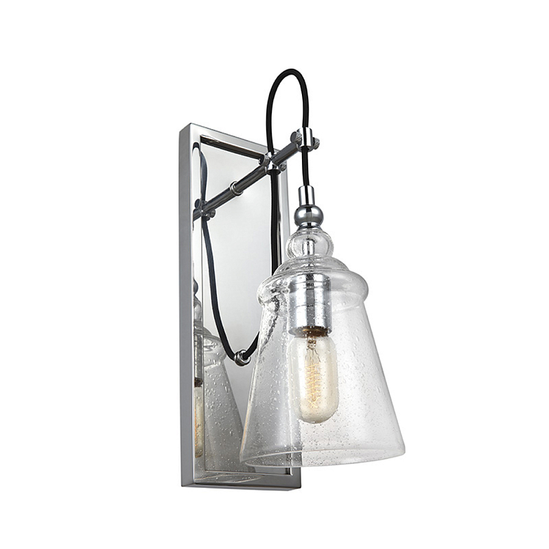 Бра с плафоном в форме колокола из прозрачного стекла с пузырьками Feiss Хром Прозрачное Стекло в Рязани | Loft Concept 