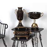 Ваза черного цвета из фарфора с золотистым узором и бронзовыми элементами Eden Garden porcelain and bronze варинант исполнения - 5 | Loft Concept в Рязани