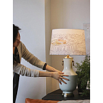 Настольная лампа с принтом на белом тканевом абажуре Roof Garden Lamp варинант исполнения - 5 | Loft Concept в Рязани