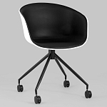 Офисное кресло из пластика с мягким сиденьем Eggshell Black варинант исполнения - 2 | Loft Concept в Рязани