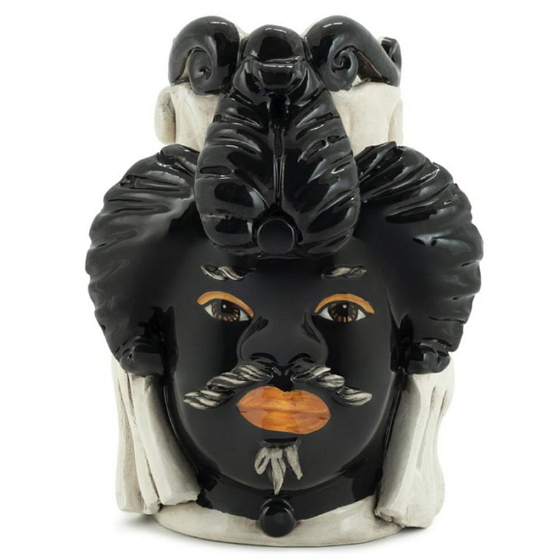 Ваза Vase Moro Man Small Black Черный Бежевый Ваза Vase Moro Man Small Black Черный Бежевый в Рязани | Loft Concept