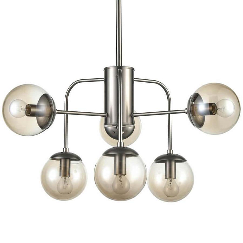 Люстра Amber Balls Chandelier 6 Никель Янтарь (Amber) Люстра Amber Balls Chandelier 6 Никель Янтарь (Amber) в Рязани | Loft Concept
