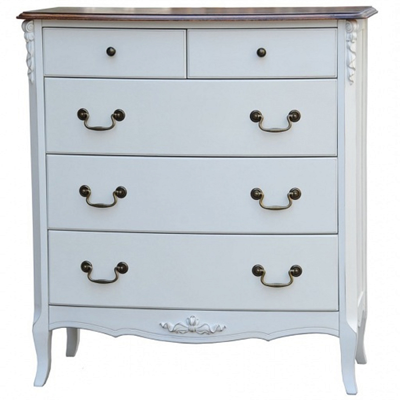 Высокий деревянный комод в стиле прованс Montmartre Provence Chest of Drawers Молочный Бронза Высокий деревянный комод в стиле прованс Montmartre Provence Chest of Drawers Молочный Бронза в Рязани | Loft Concept