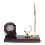 Настольный письменный набор с глобусом и ручкой из натурального обсидиана World Globe варинант исполнения - 1 | Loft Concept в Рязани