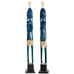 Комплект из 2-х деревянных статуэток Asmat Tall Statuettes Blue варинант исполнения - 1 | Loft Concept в Рязани