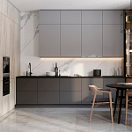 Серый кухонный гарнитур с фасадом под светлый дуб Ferrand Kitchen Set варинант исполнения - 1 | Loft Concept в Рязани