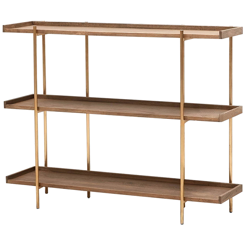Стеллаж Marcos Wooden Metal Rack Коричневый Латунь Стеллаж Marcos Wooden Metal Rack Коричневый Латунь в Рязани | Loft Concept