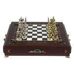Шахматы в ларце из натуральных камней Долерит Малахит Мрамор Decorative Thematic Chess Русь варинант исполнения - 9 | Loft Concept в Рязани
