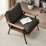 Кресло c каркасом из массива дерева и мягкой кожаной обивкой Walnut Armchair варинант исполнения - 2 | Loft Concept в Рязани