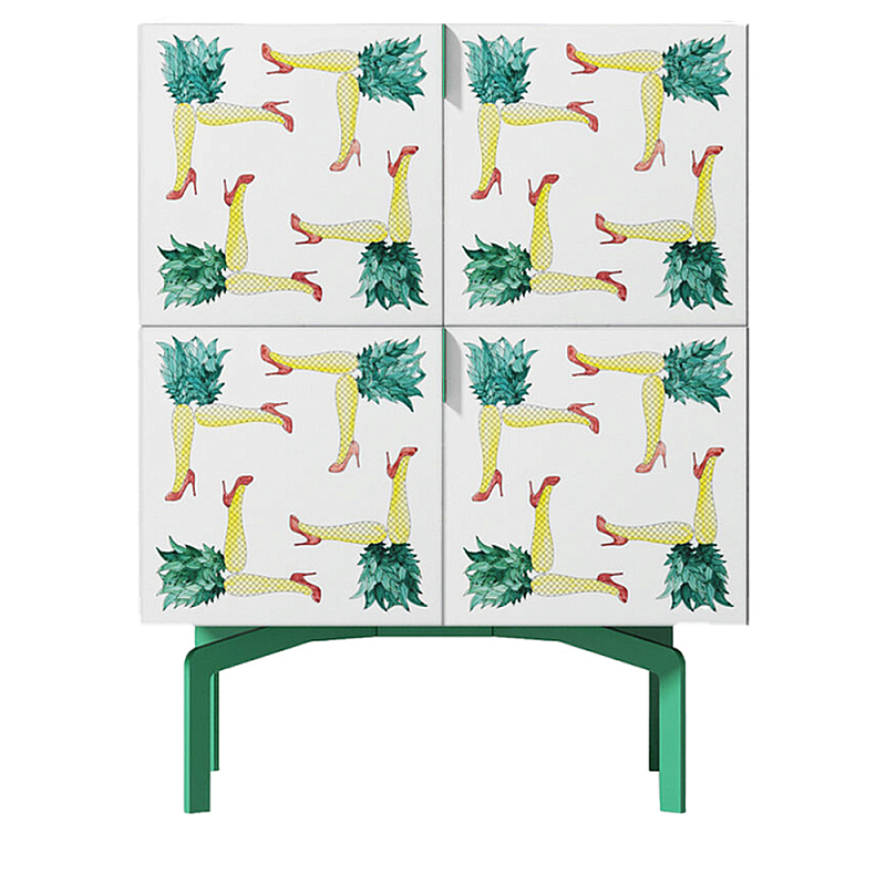 Тумба с рисунком ShortT Pina Colada Green Белый Зеленый Желтый Красный Тумба с рисунком ShortT Pina Colada Green Белый Зеленый Желтый Красный в Рязани | Loft Concept