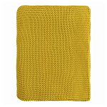 Плед из хлопка жемчужной вязки горчичного цвета Waffle Comfort варинант исполнения - 4 | Loft Concept в Рязани