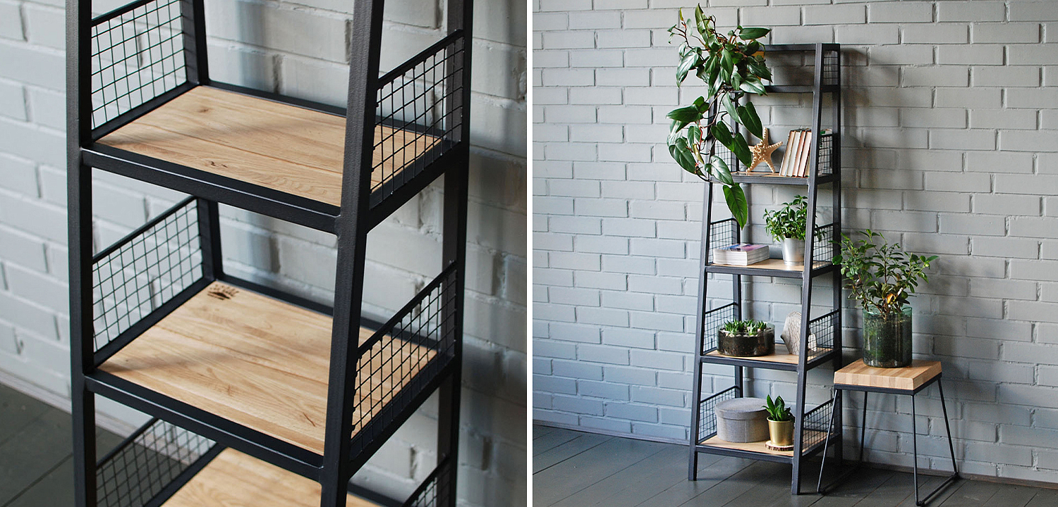 Стеллаж Kiyan Black Industrial Metal Rust Rack Стеллаж Kiyan Black Industrial Metal Rust Rack - Loft-Concept в Рязани