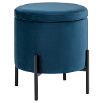 Синий пуф на черных ножках SANJAY варинант исполнения - 1 | Loft Concept в Рязани