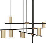 Люстра с 9-ю цилиндрическими плафонами цвета латунь TRIBES CHANDELIER варинант исполнения - 2 | Loft Concept в Рязани