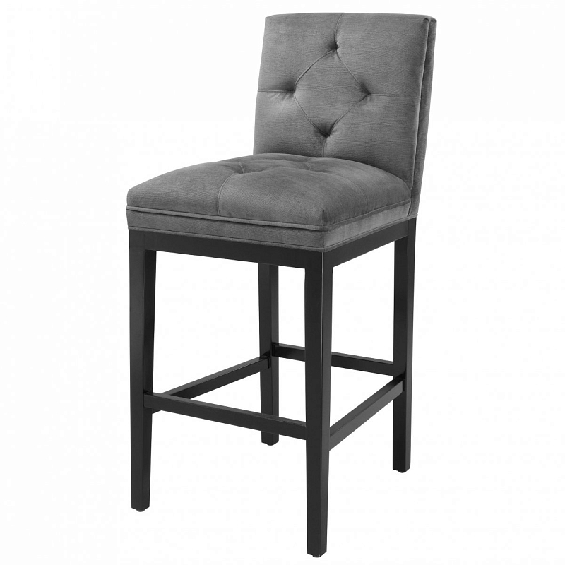 Барный стул Eichholtz Bar Stool Cesare Grey Серый Черный Барный стул Eichholtz Bar Stool Cesare Grey Серый Черный в Рязани | Loft Concept