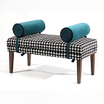 Банкетка Banquette PIED DE POULE с принтом гусиная лапка и синими подлокотниками  варинант исполнения - 2 | Loft Concept в Рязани