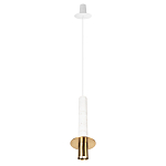 Подвесной светильник с узким цилиндрическим плафоном и золотым металлическим декором Concrete Pipe варинант исполнения - 11 | Loft Concept в Рязани