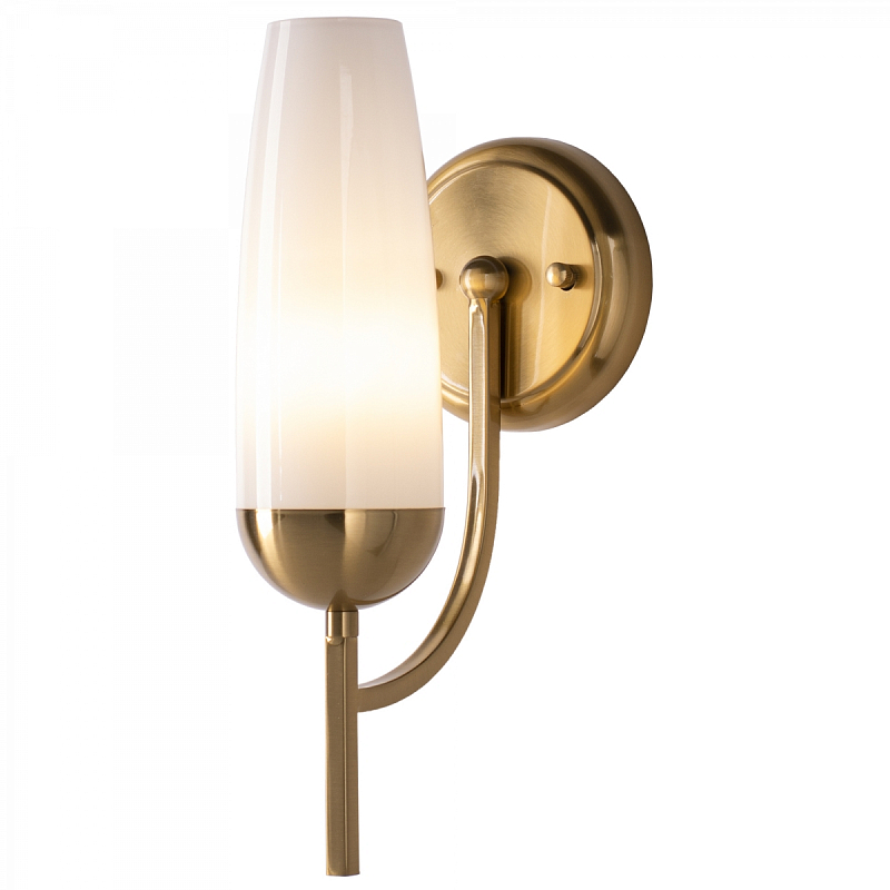 Бра Country Wall Lamp Glass Lampshade Белый Латунь Бра Country Wall Lamp Glass Lampshade Белый Латунь в Рязани | Loft Concept