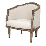 Кресло низкое с мягкой обивкой из льна на 4-х деревянных ножках Emile Armchair beige варинант исполнения - 3 | Loft Concept в Рязани