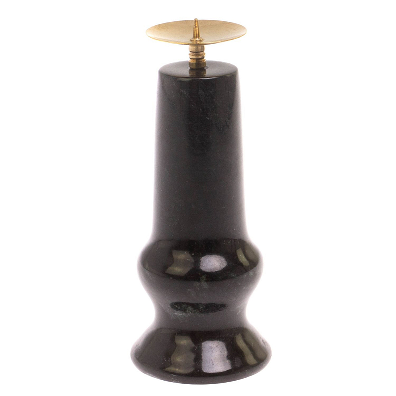 Подсвечник из натурального камня змеевик чёрного цвета Stone Candlestick Черный Золотой Подсвечник из натурального камня змеевик чёрного цвета Stone Candlestick Черный Золотой в Рязани | Loft Concept