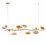 Люстра линейная на золотистом каркасе с белыми стеклянными плафонами Zest of Light варинант исполнения - 1 | Loft Concept в Рязани