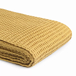 Плед из шерсти цвета охры с бахарамой Waffle Comfort варинант исполнения - 3 | Loft Concept в Рязани