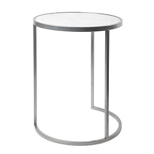 Приставной стол Round Table Marble chrome белый мрамор