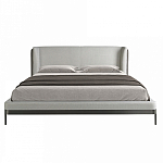 Кровать двуспальная серая с мягким изголовьем из экокожи и ткани Modern Look варинант исполнения - 3 | Loft Concept в Рязани