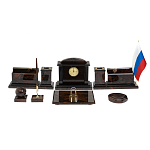 Настольный письменный набор с часами из природного камня обсидиана  Gift for Manager варинант исполнения - 1 | Loft Concept в Рязани