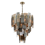 Люстра с многослойными стеклянными панелями янтарного и дымчатого цвета Textured Glass Chandelier варинант исполнения - 3 | Loft Concept в Рязани