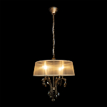 Люстра подвесная круглая с тканевым полупрозрачным абажуром и подвесками 4 лампы Gilded Elegance варинант исполнения - 1 | Loft Concept в Рязани
