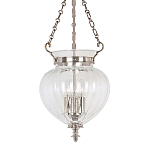 Подвесной светильник цвета никель с прозрачным ребристым стеклянным плафоном в классическом стиле Elstead Lighting варинант исполнения - 1 | Loft Concept в Рязани