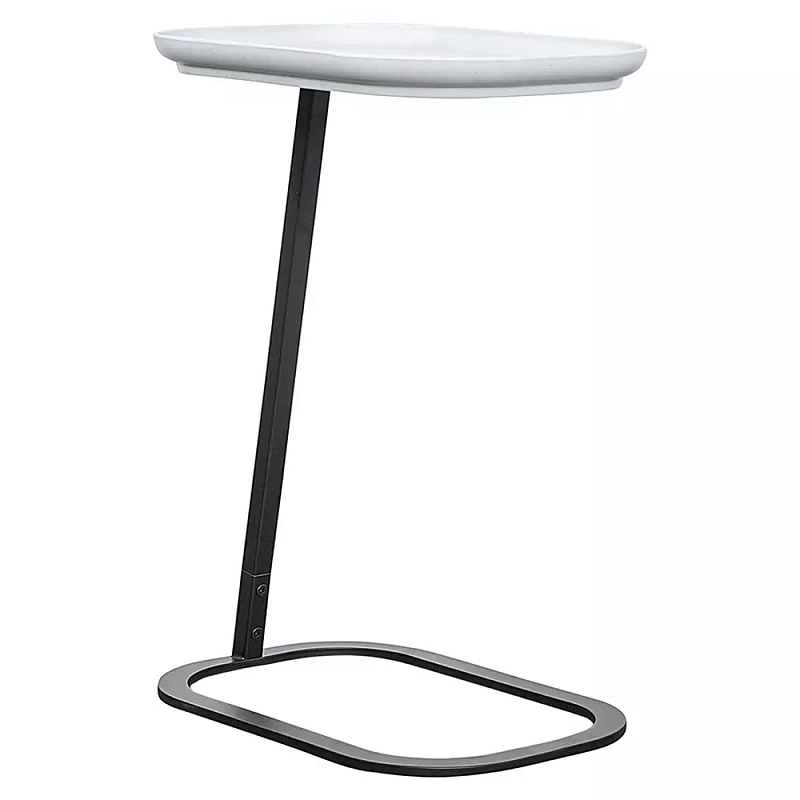 Столик приставной с прямоугольной серой столешницей Steel Stable Table Серый Черный Столик приставной с прямоугольной серой столешницей Steel Stable Table Серый Черный в Рязани | Loft Concept