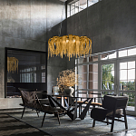 Люстра подвесная круглая с изогнутыми металлическими дугами и ниспадающими цепочками 65 см Atlantis Chain варинант исполнения - 9 | Loft Concept в Рязани