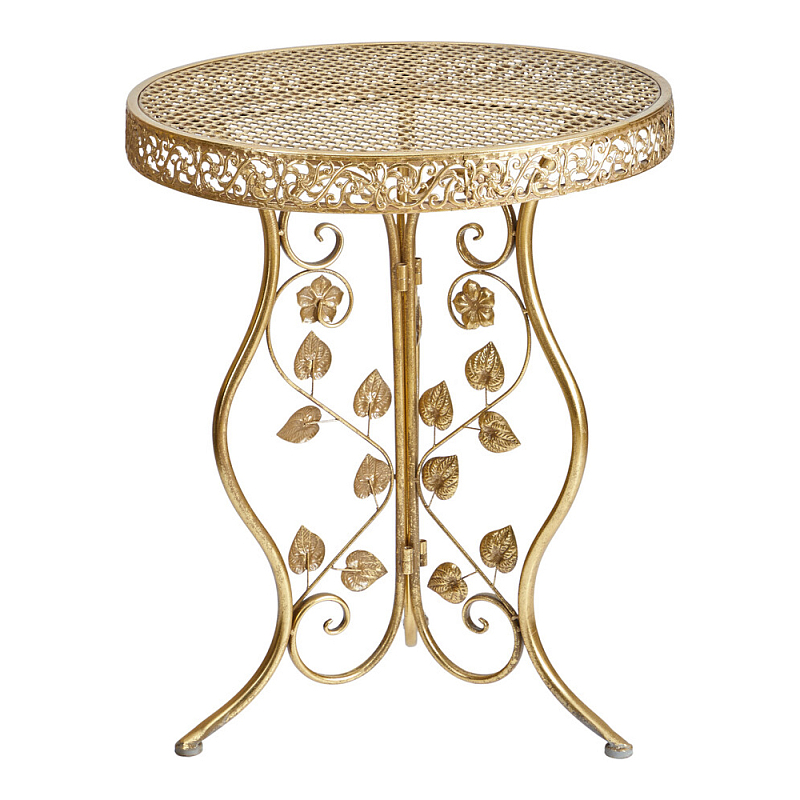 Столик приставной золотистый с орнаментом на столешнице Tanzania Золотой в Рязани | Loft Concept 