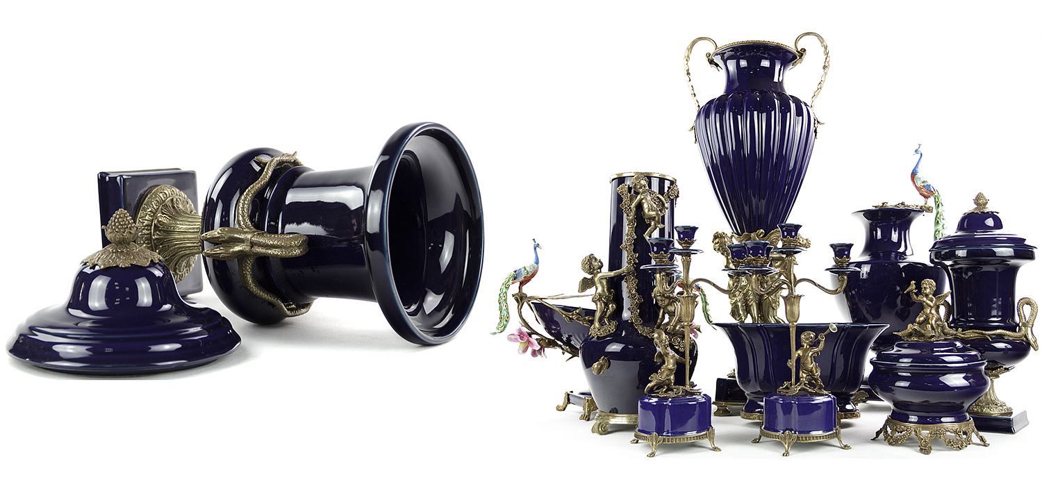 Ваза Selenia Blue Vase Bronze Serpents Ваза Selenia Blue Vase Bronze Serpents - Loft-Concept в Рязани
