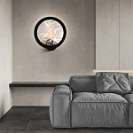 Светодиодное бра круглой формы с металлической рамой черного цвета Marble Glow варинант исполнения - 3 | Loft Concept в Рязани