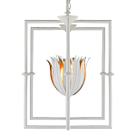 Люстра белая прямоугольная с абажурами в виде цветков тюльпана White Tulips варинант исполнения - 3 | Loft Concept в Рязани