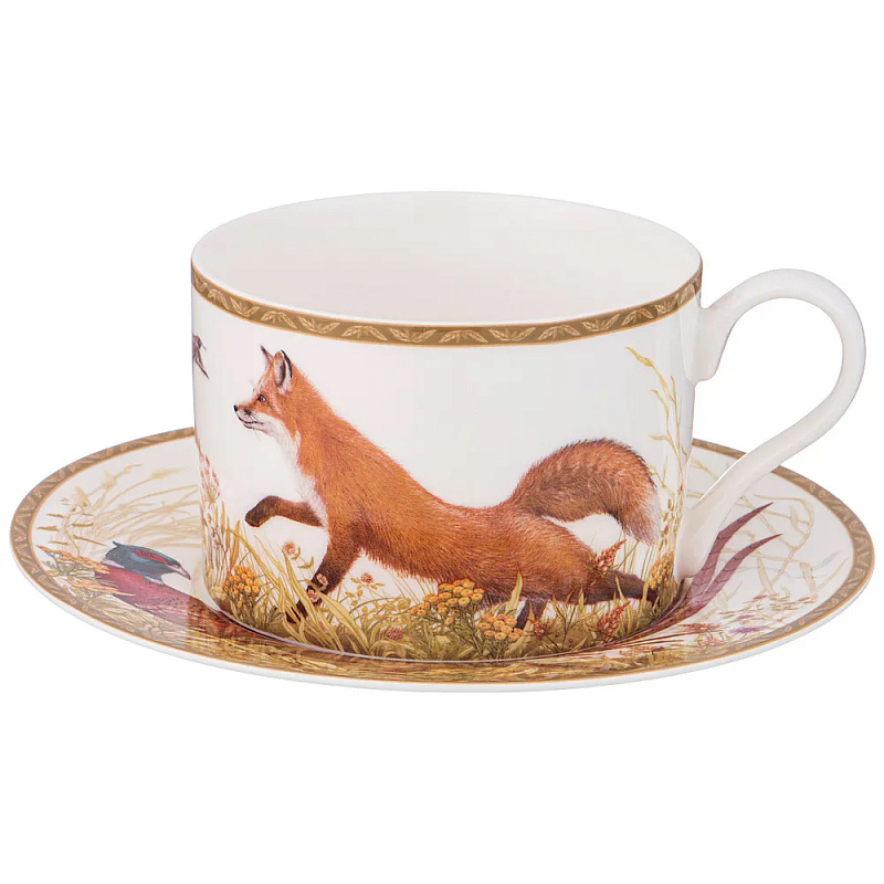 Чайная пара из фарфора 300 мл Hunting Porcelain Collection Белый Коричневый Мульти Чайная пара из фарфора 300 мл Hunting Porcelain Collection Белый Коричневый Мульти в Рязани | Loft Concept