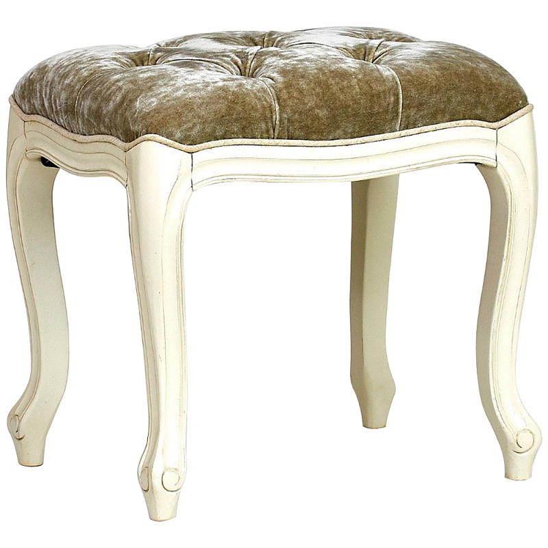Пуф из массива дерева с велюровой обивкой Lefevre French Seating ivory ( слоновая кость ) Коричневый Пуф из массива дерева с велюровой обивкой Lefevre French Seating ivory ( слоновая кость ) Коричневый в Рязани | Loft Concept