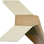 Обеденный стол с прямоугольной бежевой столешницей из стекла на 4-х деревянных ножках Beige Marble варинант исполнения - 5 | Loft Concept в Рязани