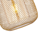 Подвесной светильник со стеклянным плафоном цилиндрической формы и металлической сеткой Metal Mesh Gold варинант исполнения - 4 | Loft Concept в Рязани